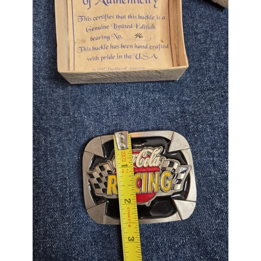 90s Coca-Cola Racing Belt Buckle w/ COA - Original Box 1997 Limited